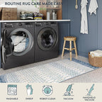 Lahome Runner Rug 2x8 Hallway Rug Runner Washable Non-Slip Kitchen Carpet Untra- Thin Throw Blue Mat, Moroccan Geometric Print Indoor Floor Mat for Entryway Laundry Bedroom