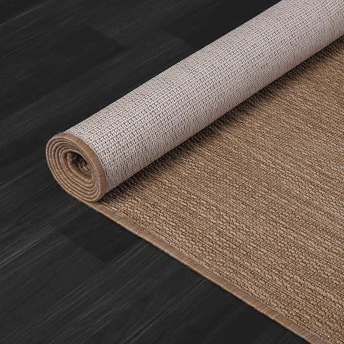 CAMILSON Outdoor Rug 10x14 Modern Area Rugs for Large Indoor and Outdoor Patios and Porches - Waterproof, Washable, Non-Shedding, Easy-to-Clean Outside Carpet (10 x 14, Solid - Jute)