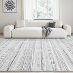 6x9 Area Rugs for Living Room Machine Washable Rug Distressed Indoor Carpet Neutral Moroccan Boho Rug Ultra Soft Area Rug for Bedroom Dining Room Playroom Office, Black