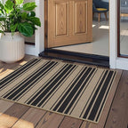 Striped Easy Jute Entryway Rug 2x3 Indoor Outdoor Front Door Mat Washable Non Slip Farmhouse Neutral Low Pile Small Rug for Entryway Proch Kitchen