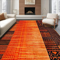 Flatwoven High Traffic Area Rug 4x6, Burnt Orange Copper Fiery Abstract Shape Floor, Non Slip, Stain Resistant, Washable Area Rugs for Living Room, Bedroom (Orange, 4x6)