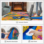 Peacock Rugs for Living Room - 6x9 Rug, Boho Floral Botanical Area Rugs for Bedroom, Wonderful Peacock Rug, Peafowl Washable Carpet, Floral Animal Carpet - Peafowl Home Decor & Gifts