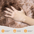 Zentavio Area Rugs for Living Room Large Rugs for Bedroom 8x10 Soft Carpet Fluffy Furry Shag Aesthetic Plush High Pile Gray Throw Rug for Nursery Kids Room Dorm Tie-Dyed Coffee