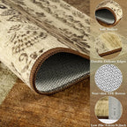 DweIke Washable Area Rugs for Living Room, 4x6 Soft Bedroom Rugs, Geometric Print Non-Slip Modern Rug, Stain Resistant Throw Carpets for Office Nursery Dining Room Home Dorm Decor, Brown