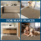 OLANLY Dog Door Mat for Muddy Paws 40x24, Absorbs Moisture and Dirt, Absorbent Non-Slip Washable Doormat, Quick Dry Chenille Mud Mat for Dogs, Entry Indoor Entryway Carpet for Inside Floor, Tan