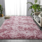 Large Shag Area Rugs 5 x 8, Tie-Dyed Plush Fuzzy Rugs for Living Room, Ultra Soft Fluffy Furry Rug for Bedroom, Indoor Carpet Nursery Rugs for Kids Room Home Decor, Pink Purple