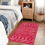 KUTA Christmas Rugs for Entryway, 2x3 Entrance Small Area Rug Red Non-Slip Washable, Ultra Soft Vintage Geometric Low-Pile Indoor Door Mat Floor Carpet for Kitchen