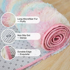 Andency 6x9 Area Rugs, Large Shag Fluffy Soft Shaggy Rugs for Living Room Bedroom, Non-Slip Tie-Dyed Rainbow Thick Plush Carpet for Kids Girls and Boys, Dorm Nursery Home Decor Aesthetic
