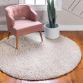 Unique Loom Davos Shag Collection Area Rug - Solid (2' Round, Linen)