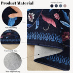 Vintage Medallion Floral Indoor Door Mat 2x3, Machine Washable Entryway Rug, Low Pile Soft Small Carpet, Non-Slip Area Rug for Entrance, Bedroom, Kitchen & Kids Room | Blue