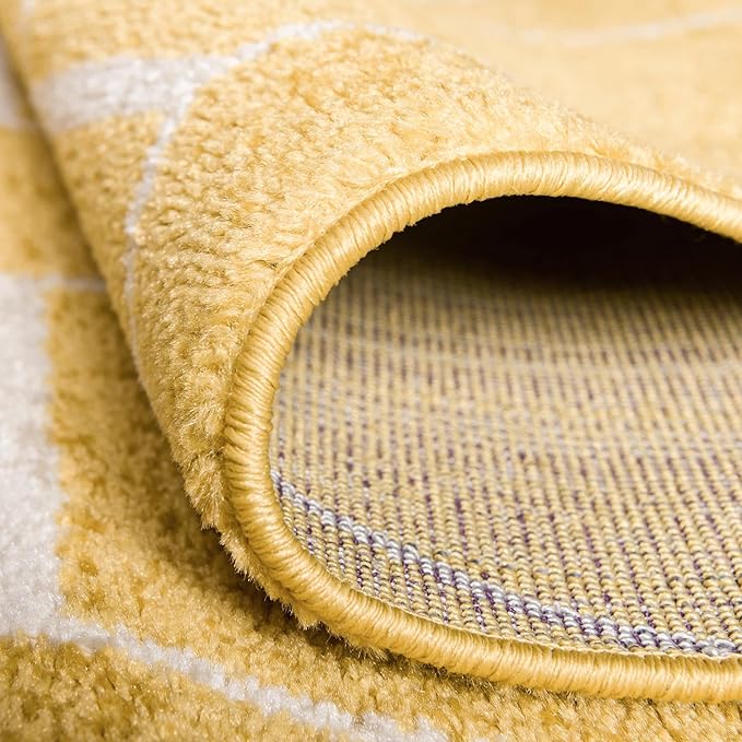 Unique Loom Trellis Frieze Collection Area Rug - Geometric (10' x 13', Yellow/ Ivory)