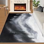 Misty Forest Rugs for Bedroom - 3x4 Area Rug - Modern Black White Art Rugs for Living Room, Natural Landscape Rug, Washable Home Decor Carpet