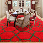 ONASAR Area Rugs for Living Room Bedroom, 5x8 Washable Fluffy Red and Dark Green Rug, Geometric Boho Soft Plush Shaggy Fuzzy Floor Carpet for Nursery Kids Girls Boys Teen Dorm Home Decor Aesthetic