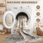 Area Rug Living Room Rugs - 5x8 Washable Large Soft Indoor Neutral Modern Abstract Low Pile Rug Carpet for Bedroom Dining Room Farmhouse Home Office - Grey Brown