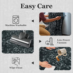 Black Vintage Distressed 8x10 Area Rugs for Living Room, Washable Non Slip Bedroom Rugs Under Bed Faux Wool Soft, Dark Medallion Pinted Thin Carpet for Dining Room Home Office