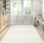 4x6 Geometric Rug: Washable Boho Moroccan Throw Rug Neutral Modern Farmhouse Indoor Soft Non Slip Ultra Thin Printed Pattern Rugs for Kitchen Bedroom (Beige, 4'x6')