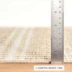 Dash and Albert Arbor Machine Washable Area Rug - 6' x 9' Neutral Stripe Washable Accent Rug Stain-Resistant, Anti-Slip, High Traffic Kitchen, Hallway, Mudroom