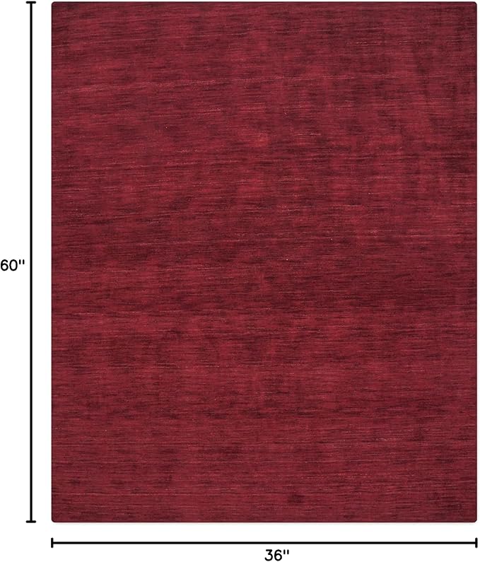 Hand Knotted Loom Wool ECO-Friendly Area Rugs - 3'x5', Rectangle, Dark Red Color, Solid Plain Design, High Pile Handmade Anti Skid Area Rugs for Living Room, Bed Room (L00111)