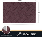 PURRUGS Dirt Trapping Door Mat 24" x 35.5", Non-Slip Machine Washable Entry Rug, Shoe Scraper, Dog Doormat, Super Absorbent Welcome Mat for Front & Back Door, Muddy Wet Shoes & Paws, Burgundy Red