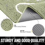 Smiry Dog Door Mat for Muddy Paws, Absorbent Dirt Trapper Non Slip Quick Dry Washable Chenille Mat for Mud Dogs, Entry Rug for Indoor and Outdoor (59x24 Inches, Sage Green and White)