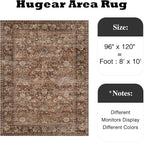 HUGEAR 8x10 Machine Washable Rugs Brick Red Hallway Large Area Rug Indoor Accent Rug Floral Low Pile Carpet Soft Throw Aesthetic Rug Bedroom Living Room Office Dining Room Kitchen Laundry Room