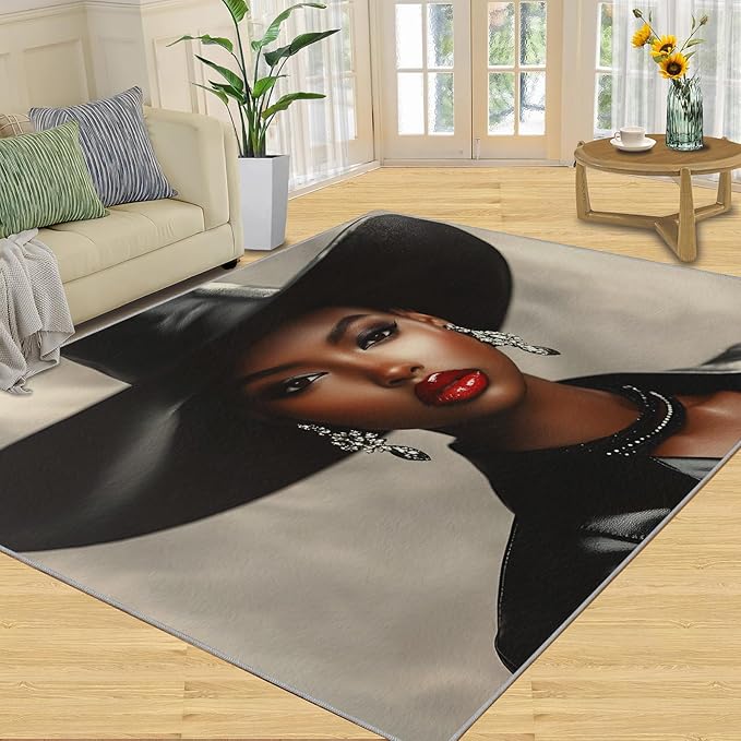 3x5 Fashionable Woman Dorm Rug - Modern Woman Small Rugs for Bedroom, Sexy Girl Area Rug Washable Non Slip for Bedroom Kitchen Living Room Entryway