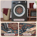Tangsoo Oriental Red Rug 5x7 Washable Area Rugs for Living Room, Vintage Indoor Non Slip Large Area Rugs, Print Distressed Carpet, Soft Boho Low Pile Foldable Floor Rug for Bedroom Dining Room