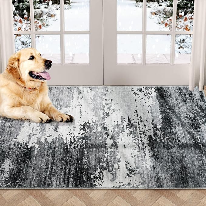 COMSLE Door Mat Soft Absorbent Indoor Front Entryway Rug Machine Washable Entrance Mats for Muddy Paws Non Slip Throw Rugs 24" x 48" Doormat for Inside Foyer Bedroom - Gray