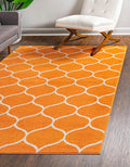 Rugs.com Lattice Frieze Collection Rug – 5' x 8' Orange Medium Rug Perfect for Living Rooms, Large Dining Rooms, Open Floorplans