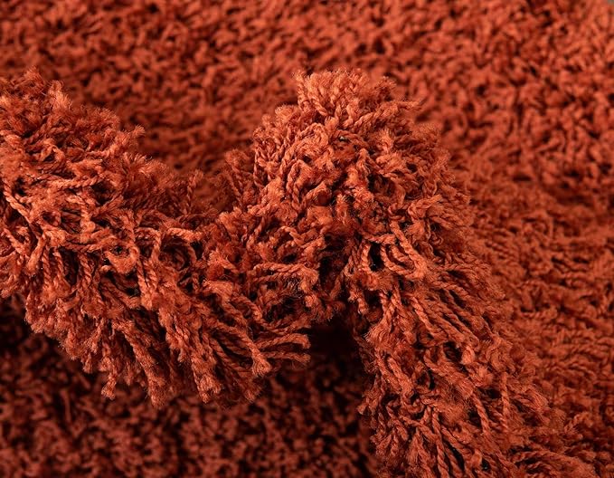 Unique Loom Solid Shag Collection Area Rug (7' 10" x 10' Oval, Terracotta)
