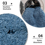 Blue Bathroom Rug 24x48 Non Slip Fluffy Bath Mat for Bathroom Floor Washable Plush Luxury Bath Rug for Tub Soft Shaggy Absorbent Shower Sink Mat