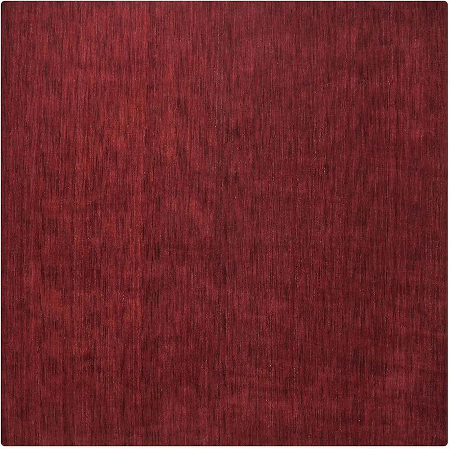Hand Knotted Loom Wool ECO-Friendly Area Rugs - 10'x10', Square, Dark Red Color, Solid Plain Design, High Pile Handmade Anti Skid Area Rugs for Living Room, Bed Room (L00111)