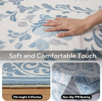 SOULFUL Medium Pile 2x3 Entryway Rug - Soft Underfoot Small Area Rug - Mist Blue Boho Floral - Washable Non-Slip - Perfect for Hallway Kitchen Bedroom Bathroom Indoor Entrance