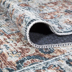Bloom Rugs Washable Non-Slip 2x3 Rug - Terracotta/Teal Traditional Oriental Area Rug for Living Room, Bedroom, Dining Room, and Kitchen - Exact Size: 2' x 3'