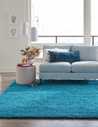 Unique Loom Solid Shag Collection Area Rug (8' Square, Turquoise)