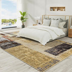 LOCHAS Rug for Living Room 6x9, Washable Soft Area Rugs for Bedroom, Abstract Carpet for Indoor Office Kids Dining Room Nursery Floor, Khaki Geometric Vintage Home Decor, Non Slip, Pet Child Friendly
