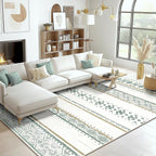 BESTSWEETIE 4x6 Area Rugs for Living Room Washable Moroccan Farmhouse Neutral Geometric Low Pile Non-Slip Soft Print Pattern Rug for Bedroom Kitchen Dining Room Entryway Green/Brown