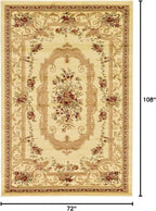 Rugs.com Chateau Collection Rug – 6' x 9' Cream Medium Rug Perfect for Bedrooms, Dining Rooms, Living Rooms
