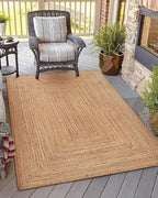 KEMA Jute Braided Area Rug, 4x6 Feet (48x72 Inches) - Rustic Vintage Braided Reversible Rectangular Rug, Shag Rugs for Bedroom, Jute Kitchen Rug, Living Room Rugs