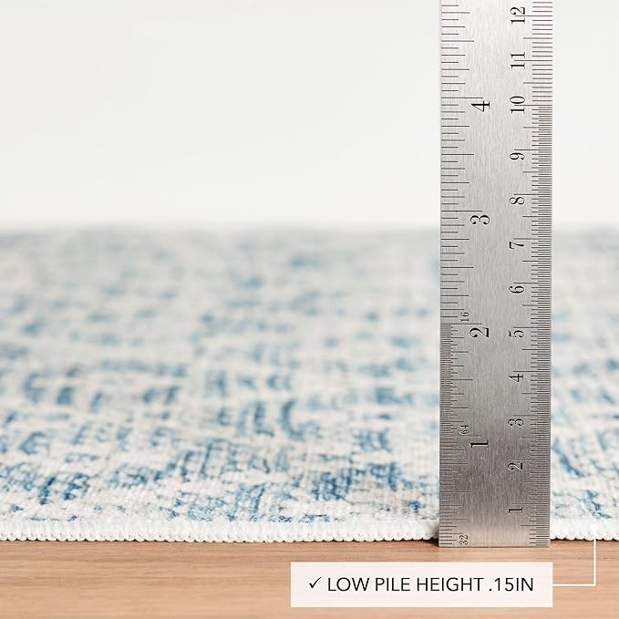 Dash and Albert Melange Diamond Machine Washable Area Rug - 4' x 6' Blue - Diamond Accent Rug - Anti-Slip Backing, Lightweight, Machine Washable, High Traffic Areas Kitchen, Mudroom, Laundry Room