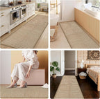 Long Bathroom Rug,24"x60"Braided Kitchen Runner,Boho Kitchen Mats for Floor,Super Absorbent Hallway Runner,Washable Floor Carpet for Bedroom,Entryway,Living Room,Non Slip,Brown