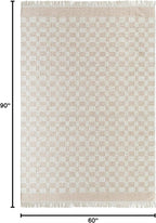 Mark&Day Wool Rugs, 5x8 Clinten Solid and Border Tan Checkered Rug, Tan Ivory Carpet for Living Room, Bedroom or Kitchen (5' x 7'6")
