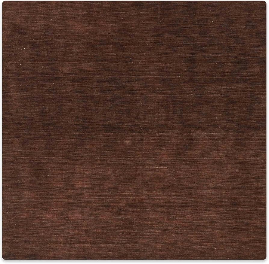 Hand Knotted Loom Wool ECO-Friendly Area Rugs - 6'x6', Square, Brown Color, Solid Plain Design, High Pile Thick Handmade Anti Skid Area Rugs for Living Room, Bed Room (L00111)