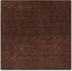 Hand Knotted Loom Wool ECO-Friendly Area Rugs - 8'x8', Square, Brown Color, Solid Plain Design, High Pile Thick Handmade Anti Skid Area Rugs for Living Room, Bed Room (L00111)