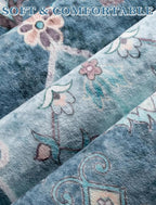 SERISSA Boho Washable Runner Rug, 2x6 Rug Non-Slip Vintage Blue Hallway Kitchen Runner Rug Ultra Soft Print Distressed Floor Carpet for Bedroom Bathroom Laundry Living Room