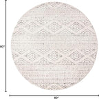 SAFAVIEH Tulum Collection Area Rug - 6'7" Round, Ivory & Grey, Moroccan Boho Tribal Design, Non-Shedding & Easy to Clean, Ideal for Living Room, Bedroom, Dining Space (TUL272A)