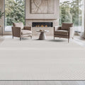 Beverly Rug Micro Loop Large Area Rug White 10x14 Modern Luxury Boho Geometric Durable Indoor Area Rugs for Living Dining Room Office Stain Resistant Non Shedding Casual Indoor Carpet White 10 x 14