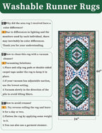 SERISSA Boho Washable Runner Rug, 2x5 Rug Runner Non-Slip Vintage Green White Hallway Kitchen Runner Rug Ultra Soft Print Distressed Floor Carpet Runner for Bedroom Bathroom Laundry Living Room
