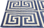 Unique Loom Athens Collection Classic Geometric Modern Border Design Area Rug (3' 3 x 5' 3 Rectangular, Navy Blue/ Beige)