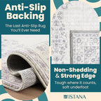 Istana Small Rug 2x3 - Grey/White Cream Rugs for Living Room - Foldable 2x3 Washable Rug Non Slip - Non-Shedding Area Rug Living Room - Anti-Slip Oriental Rugs w/Soft Microfiber